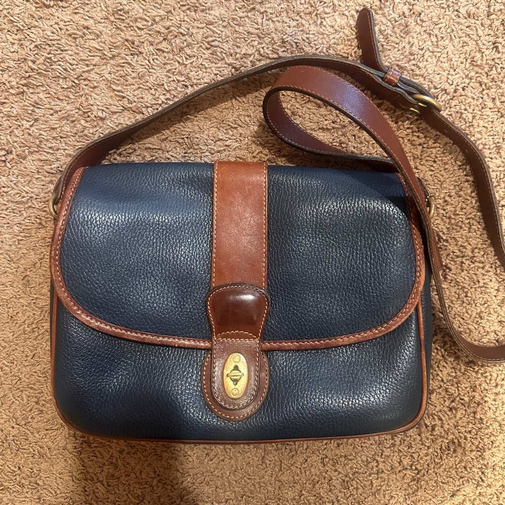 Vintage navy and brown Glenwood leather Coach bag No 4225